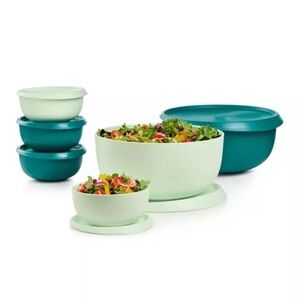 Tupperware Héritage 12-pieces Round Bowl Set W/ Lids-Green